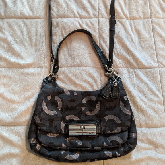 Small Black and Silver Coach Signature Crossbody - Picture 1 of 6